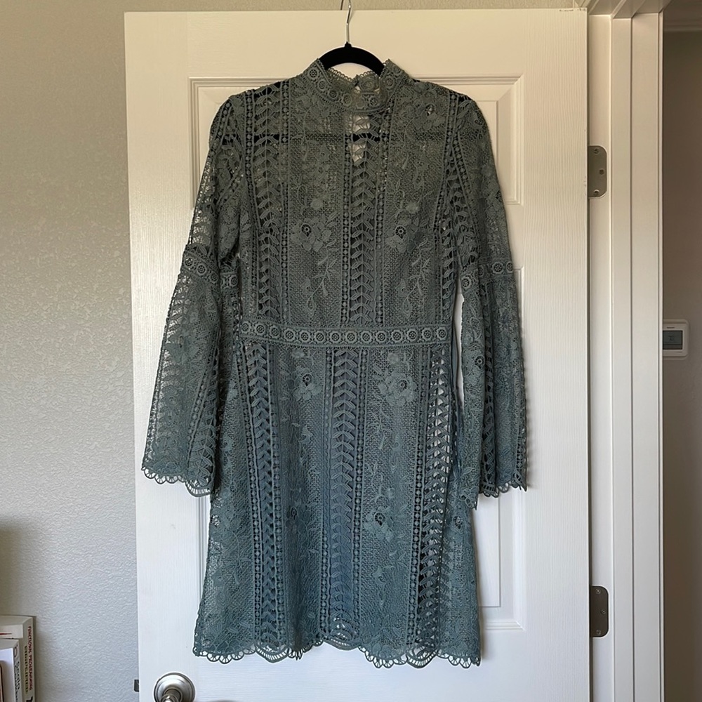 Slate Blue Lace Dress